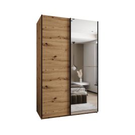 Sliding Wardrobe - BRADLEY 2 Door Mirrored Wardrobe Oak Artisan 160cm