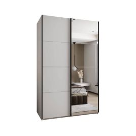 Sliding Wardrobe - BRADLEY 2 Door Mirrored Wardrobe White 160cm