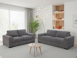 BRUNELLO Fabric 3 and 2 Seater Sofa Set - Grey