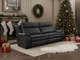 CASTANO Faux Leather 3 Seater Electric Recliner Sofa - Black