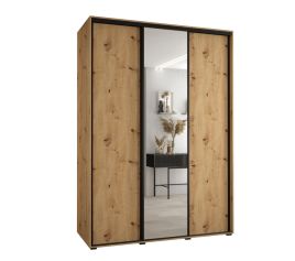 Sliding Wardrobe - CAVESSA 3 Door Mirrored Wardrobe Oak Artisan 170cm