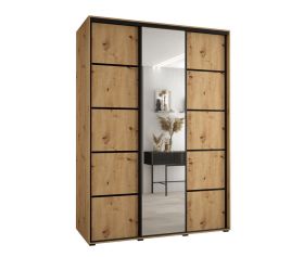 Sliding Wardrobe - CAVESSA 3 Door Mirrored Wardrobe Oak Artisan 180cm
