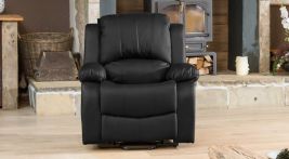 Armchair - THERMAVEL Leather Riser Recliner with Electric Lift Assist Heated Massage Chair - Black