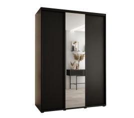 Sliding Wardrobe - CAVESSA 3 Door Mirrored Wardrobe Black 170cm