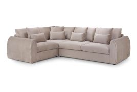 Corner Sofa - ANDREW Velvet Left Hand Corner Sofa Mocha 305cm
