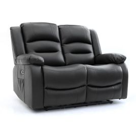 Recliner Sofa - Mark Faux Leather 2 Seater Recliner Sofa Black 136cm