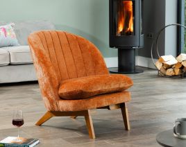 ZENARO Boucle Fabric Tub Chair - Orange