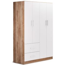 RUSI 4 Door Wardrobe with 2 Drawers Oak with White - 120cm