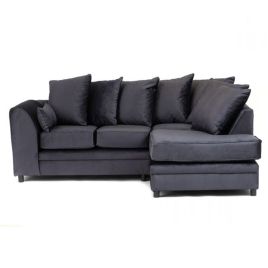 CHICAGO Velvet 4 Seater L Shaped - Right Hand Facing Corner Sofa - Dark Grey