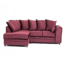 CHICAGO Velvet 4 Seater L Shaped - Left Hand Facing Corner Sofa - Heather Rose
