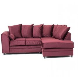 CHICAGO Velvet 4 Seater L Shaped - Right Hand Facing Corner Sofa - Heather Rose