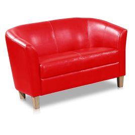 Bexhill 2 Seater Faux Leather Sofa - Red