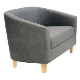 Bexhill Linen Fabric 2-Seater Sofa in Dark Grey