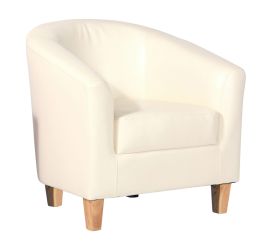 Bexhill Single Seater Faux Leather Sofa - Cream