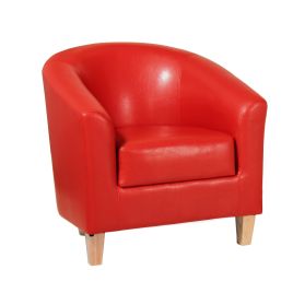 Bexhill Single Seater Faux Leather Sofa - Red