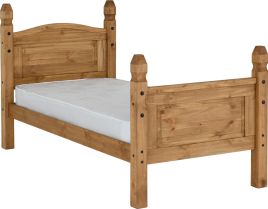 Corona 3ft Single Bed High Foot End - Distressed Waxed Pine