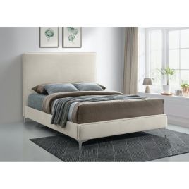 Glinis Plush Velvet Bed - Cream in 5 Sizes