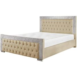 Laria Glitter PU Leather Bed - Cream in 5 Sizes