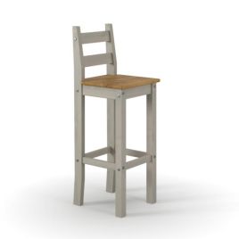 Ethans Pair of High Breakfast Bar Chairs - Grey