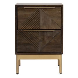 Cristina Grooved Design 2 Drawer Bedside Table - Mango Dark Finish