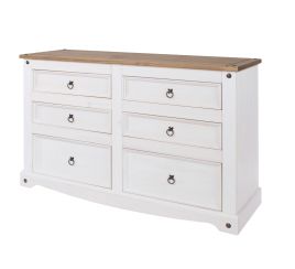 White Chest of Drawers - COBURG Large Chest  6 Drawers