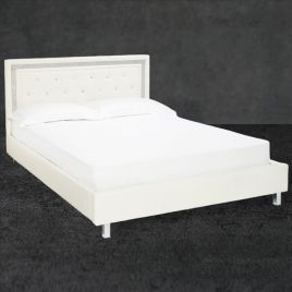 Crystalle Diamante Faux Leather Kingsize 5ft Bed - White