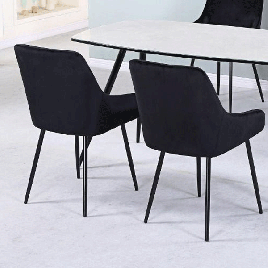 Decadent Dining Hove Velvet Chairs with Black Legs - Pair