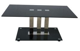 Naples Black Glass & Steel Coffee Table