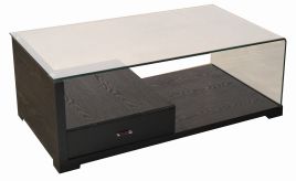 Milano Black 1-Drawer Glass Coffee Table