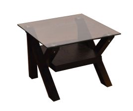 Cross Black Glass Side Lamp Table
