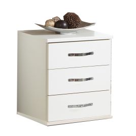 Dewi 3 Drawer Bedside Chest - White