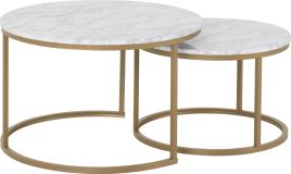 Dallas Round Coffee Table Set - Marble Gold Effect