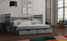 NEIL Wooden 2 Drawers Storage Double Bed with Trundle - Grey