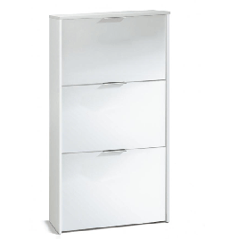 Saltash High Gloss 3-Door Shoe Cabinet - White