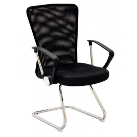 Kolachi Classic Fabric and Hard Plastic Arms Office Chairs Style in Chrome Frame Set of 2 - Black and Charcoal