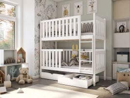 Edward 2 Drawers Storage Wooden Bunk Bed with Foam Mattress - White