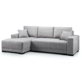 DAWNLEY Fabric 4 Seater L Shaped - Left Hand Facing Corner Sofa Bed - Grey