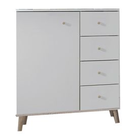 Berten 1 Door 4 Drawer Combi Storage Chest - White and Oak