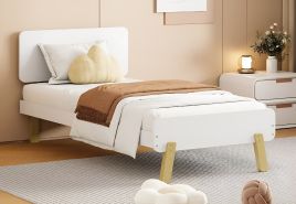 Single Bed - SALTANTIC 3ft Wooden Bed White