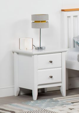 Bedside Table - AMBANI 2 Drawer Nightstand White