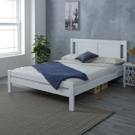 Double Bed - FLORY 4ft6 Wooden Bed White