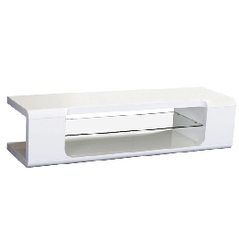 Longmont TV Unit  High Gloss Stylish Entertainment with Central Glass Display - White