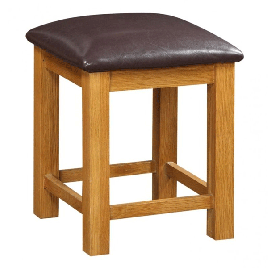 Wycombe Solid Oak Finish Dressing Table Seat Stool - Oak