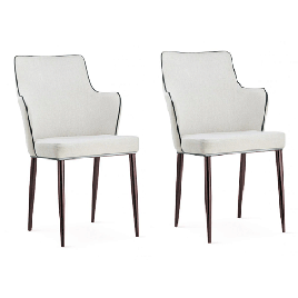 Torridge White PU Chairs with Black Edge - Set of 2
