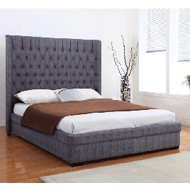 Dorchester High-Appealing Headboard Luxuries Classic Linen Bed Frame in Dark Grey - Kingsize