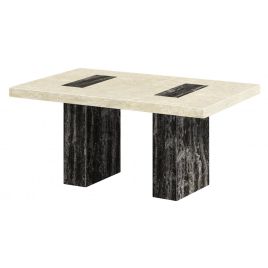 Sleek Living Fresno Natural Stone Rectangular Marble Effect Dining Table with Lacquer Finish