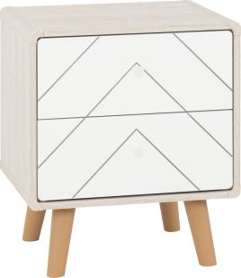 Dixie 2 Drawer Bedside - Dusty Grey White