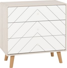 DERBY Grey Chest of Drawers - Medium-sized, 3 Drawers