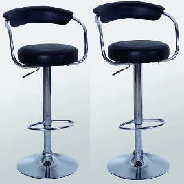 Rochdale Chrome Bar Stool Pair with Adjustable Features - Black