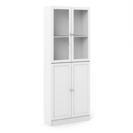 WRAYNE Tall Wide Display Cabinet Combination Unit with 4 Shelves and 4 Doors - White